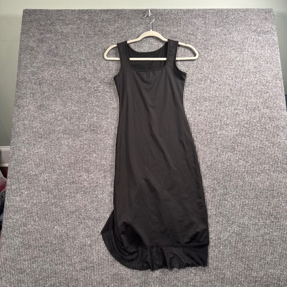 Black Square Neck Bodycon Midi Dress XS Whimsigoth Romantic Goth Fairy Grunge